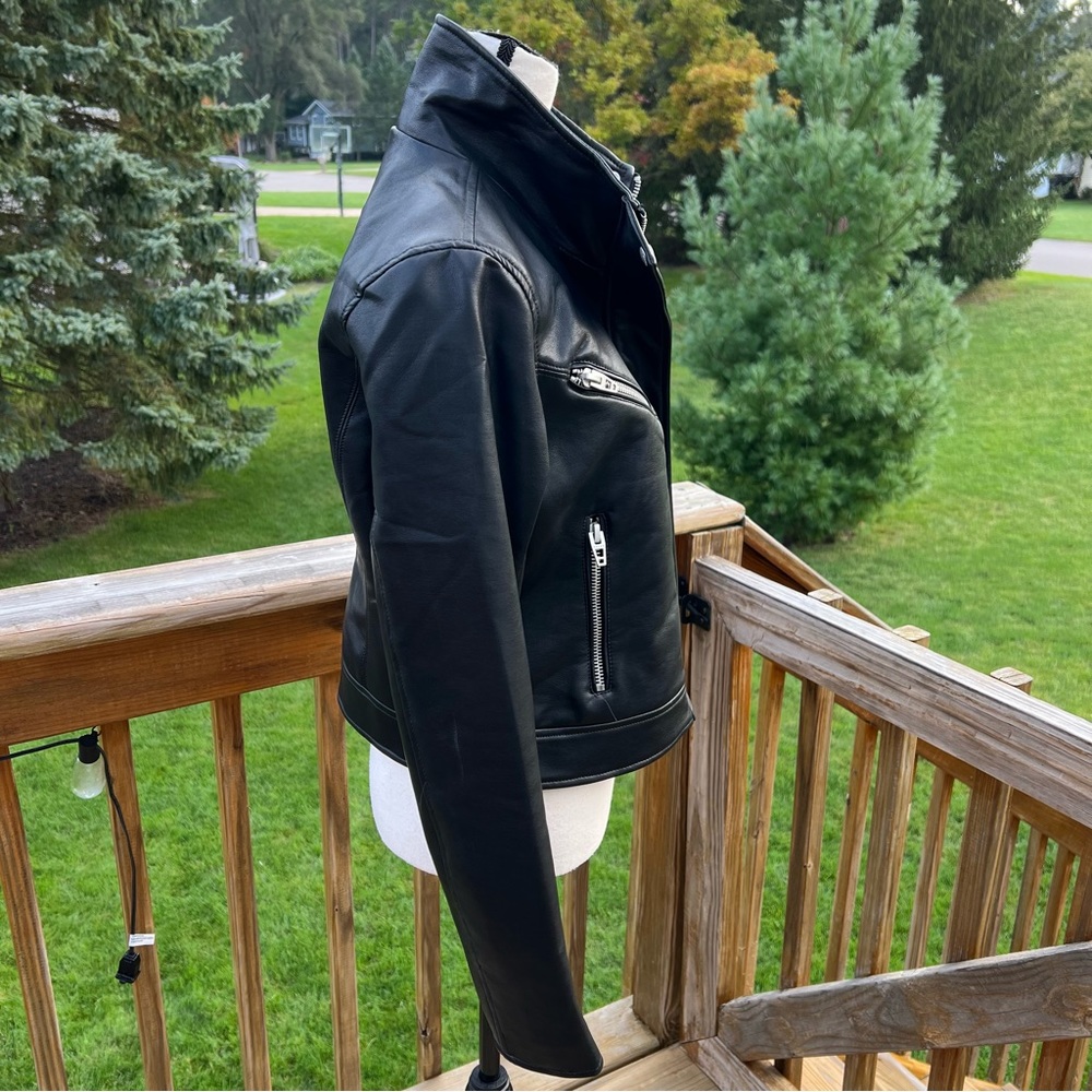 Blank NYC Faux Black Leather Full Zip Moto Jacket NWOT Sz M Lined Mob Wife - Picture 2 of 16
